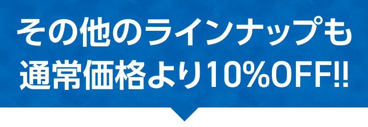 その他のラインナップも通常価格より10％OFF