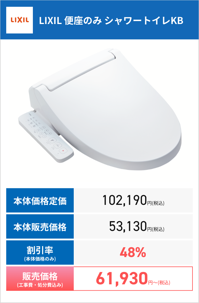 LIXIL LIXIL 便座のみ シャワートイレKB